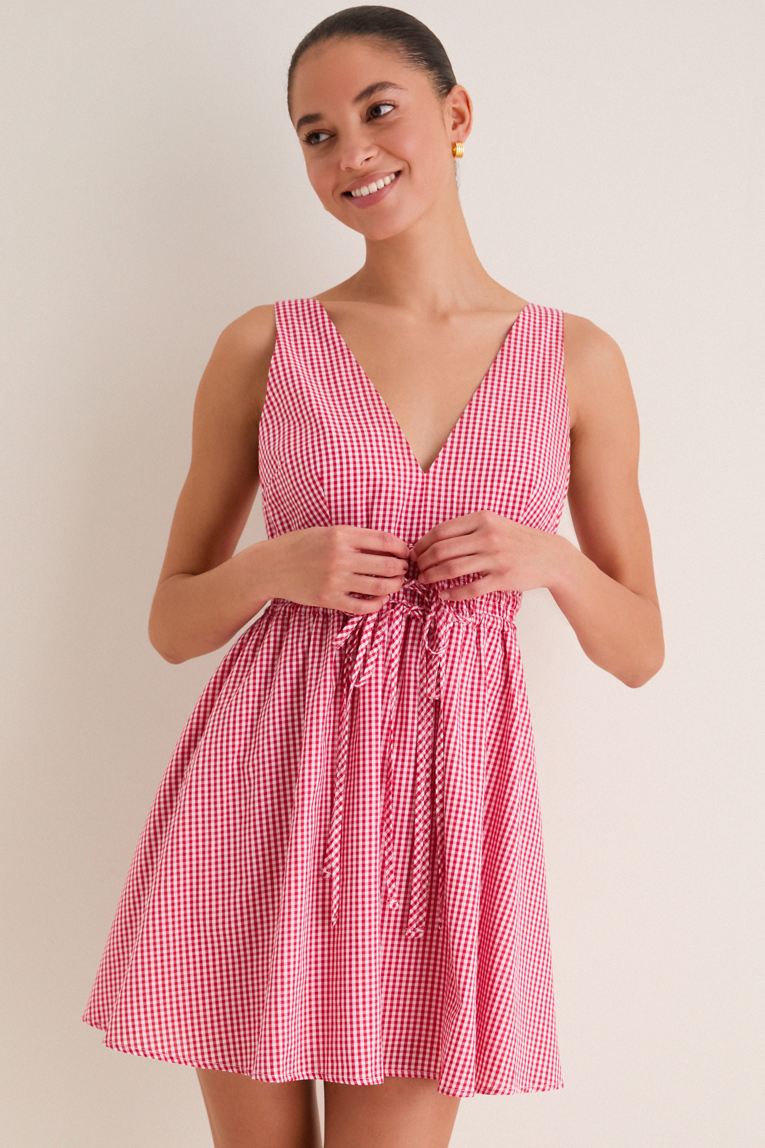 Red Gingham Tessa Mini Dress | Tuckernuck (US)
