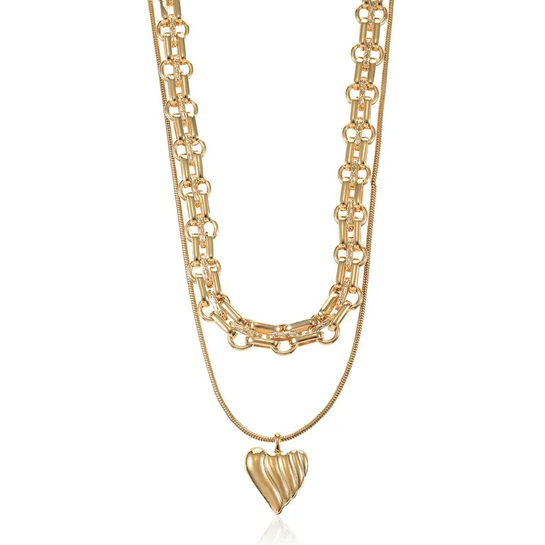 Time and Tru Goldtone 2 Row Heart Necklace, 1 Piece | Walmart (US)