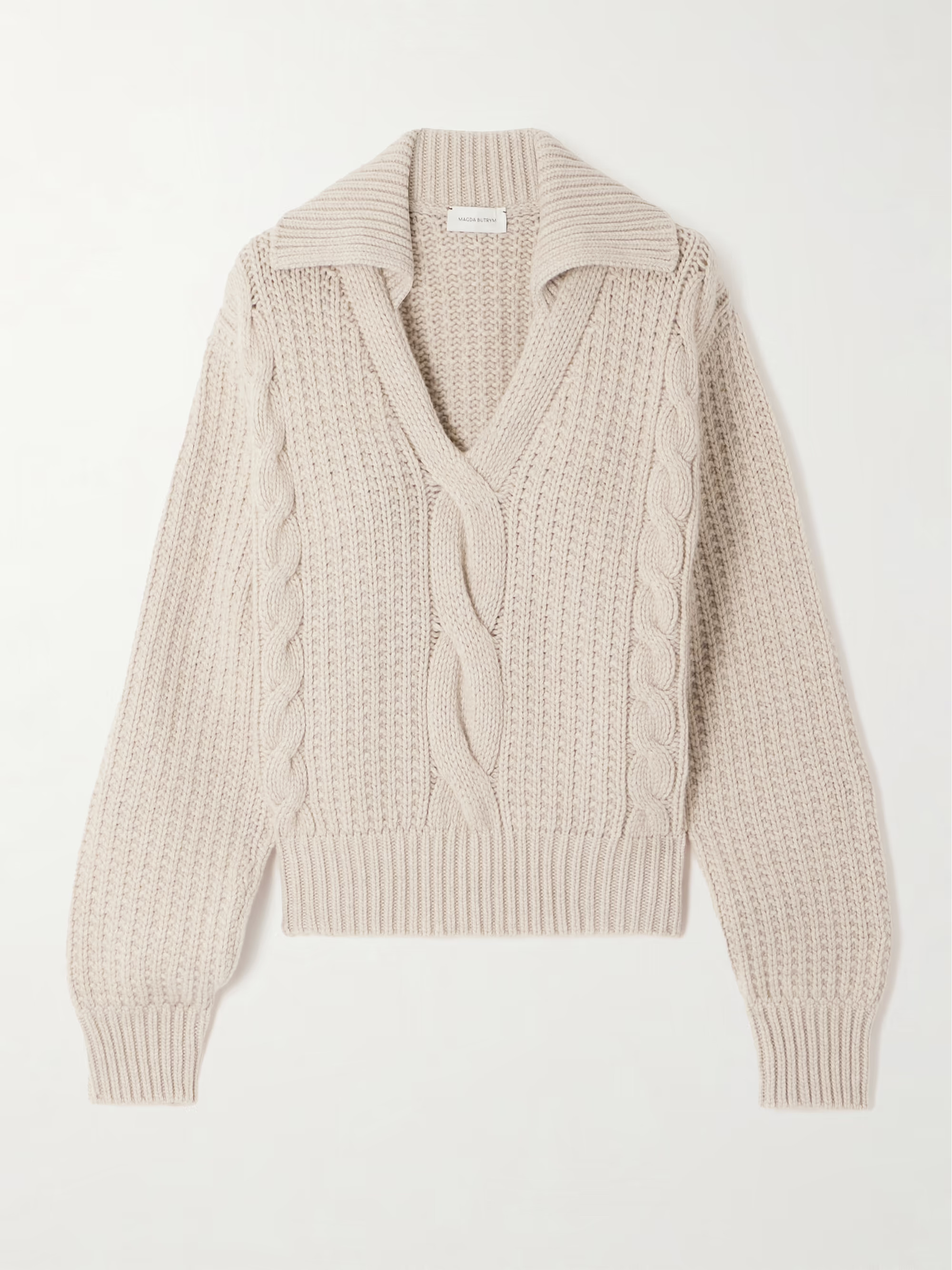 Ribbed and cable-knit cashmere polo shirt | NET-A-PORTER (UK & EU)