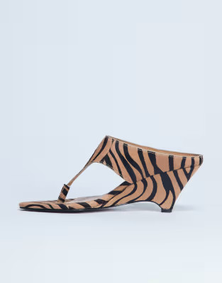 Topshop Ally real leather toe thong wedge sandals in tiger pony | ASOS | ASOS (Global)