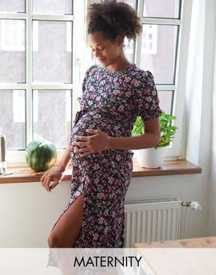New Look Maternity belted midi dress in floral print | ASOS (Global)