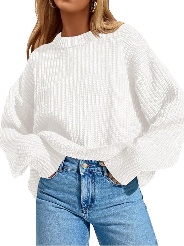 Saodimallsu Womens Oversized Sweater Long Sleeve Crewneck Ribbed Knit Pullover 2025 Fall Casual C... | Amazon (US)