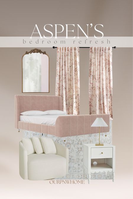 Aspen's bedroom refresh is definitely out of my normal decor comfort zone but I love it!

Home  Home decor  Home favorites  Bedroom  Room  Room refresh  Drapes  Mirror  Bed  Bed frame  Area rug  Rug  Accent chair  Nightstand  Table lamp  Lighting

#LTKstyletip #LTKhome #LTKkids