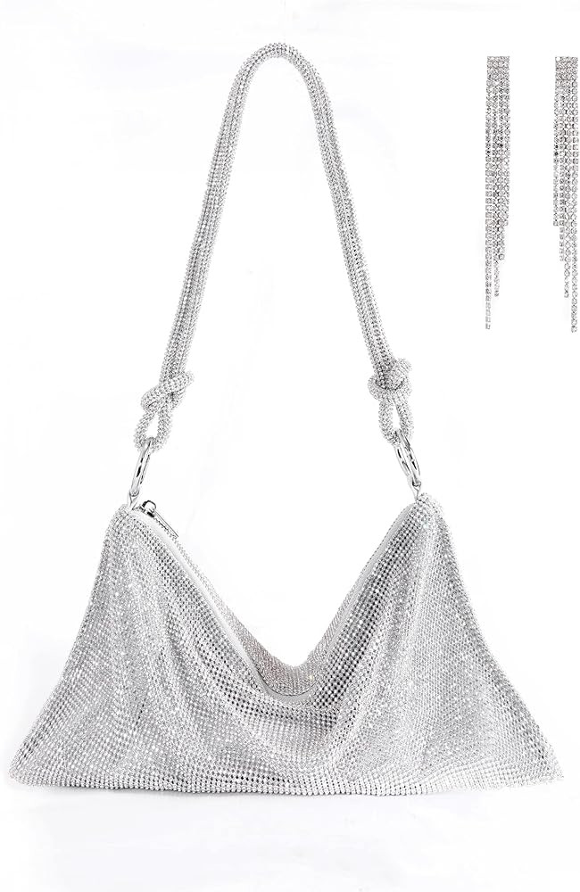 Crystal Evening Bags for Women, Bling Purse Top Handle Handbag, Mesh rhinestone clutch for Party,... | Amazon (US)