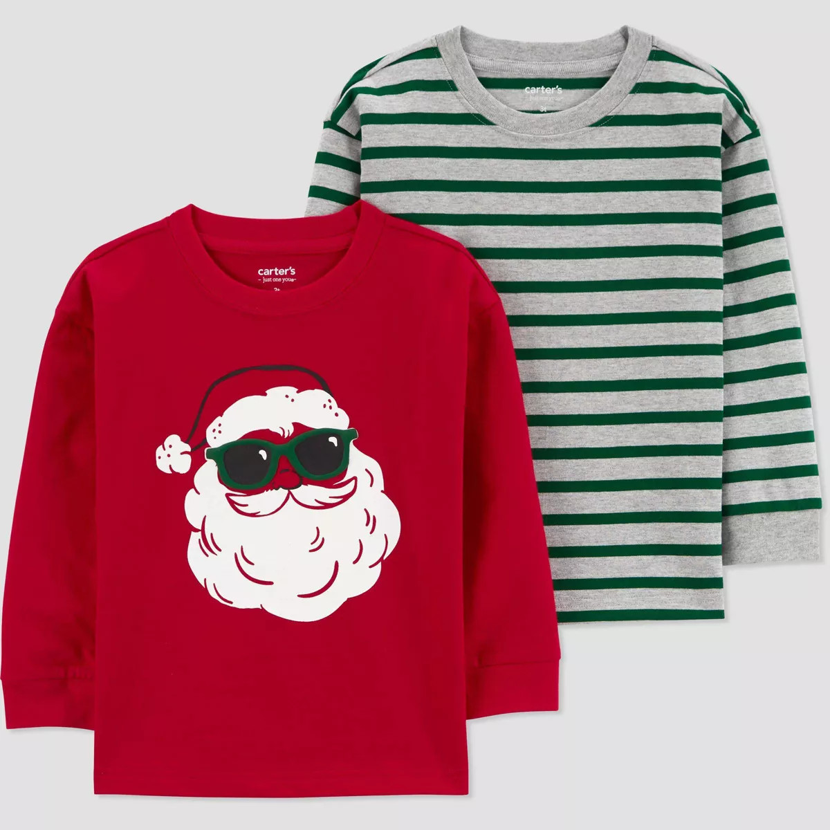 Carter's Just One You® Toddler Boys' Christmas 2pk Santa Striped T-Shirt - Red/Green 5T | Target