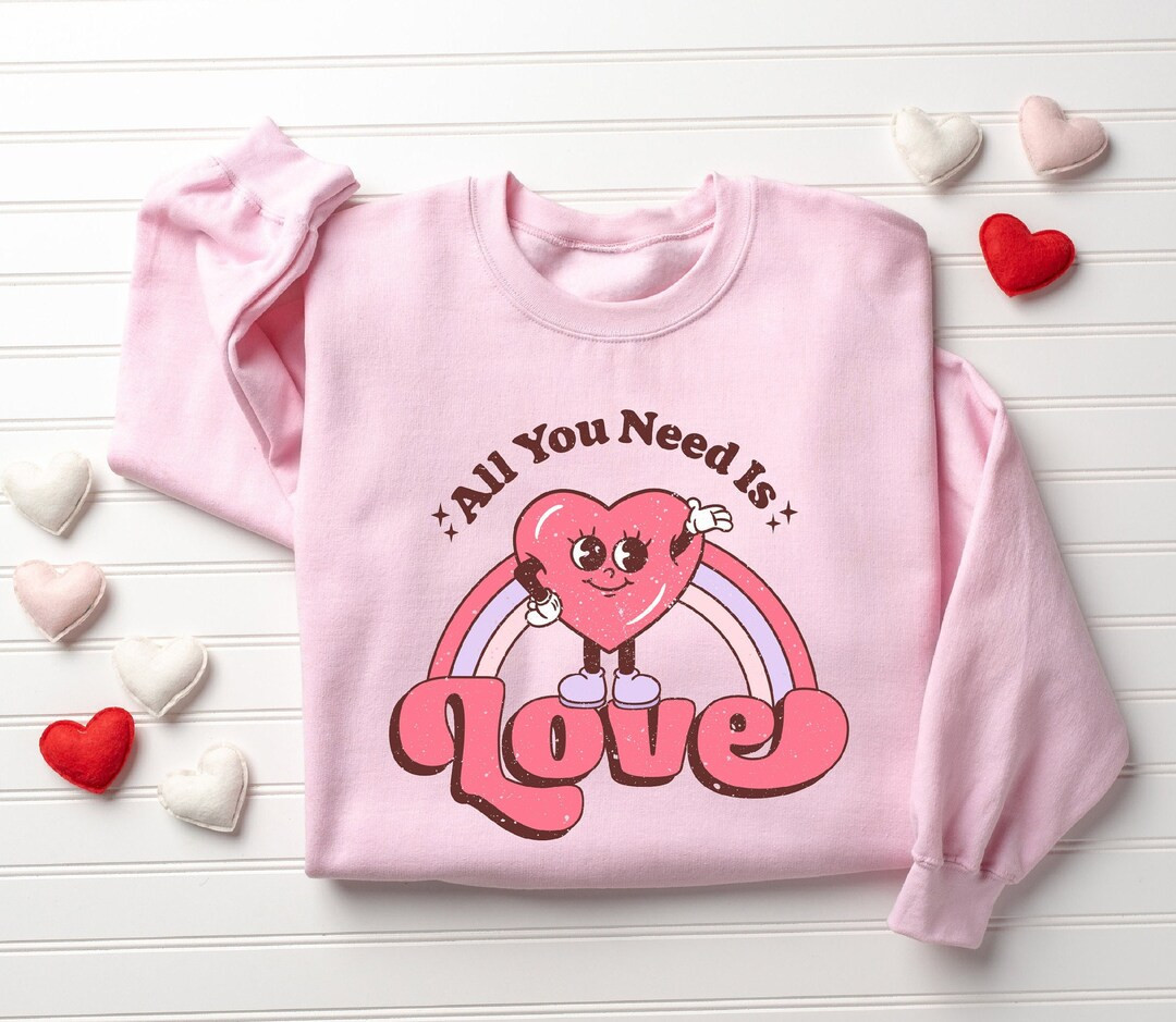 Cute Valentines Day Sweatshirt, Retro Love Sweatshirt, Hearts Sweatshirt, Valentines Day Shirt, W... | Etsy (US)