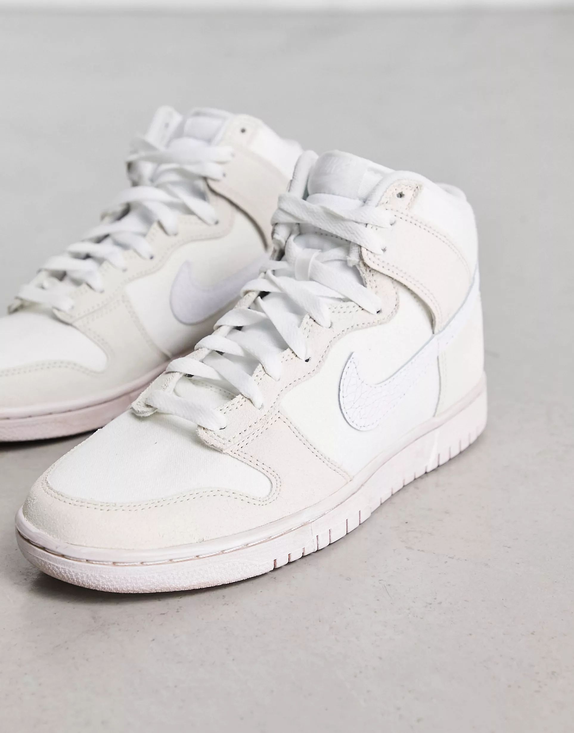 Nike Dunk High Retro EMB sneakers in white and pink | ASOS (Global)