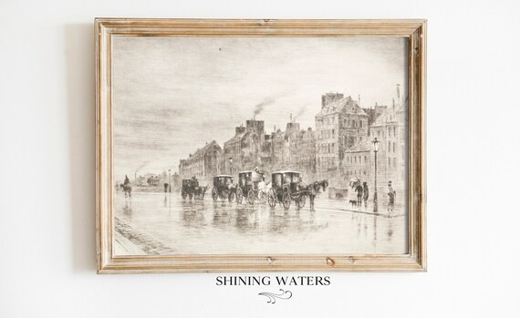 Vintage Victorian Street Sketch Printable Wall Art  Instant | Etsy | Etsy (US)