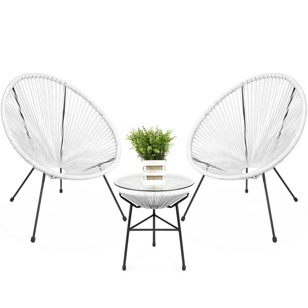 Best Choice Products 3-Piece All-Weather Patio Acapulco Bistro Furniture Set w/ Rope, Glass Top T... | Walmart (US)