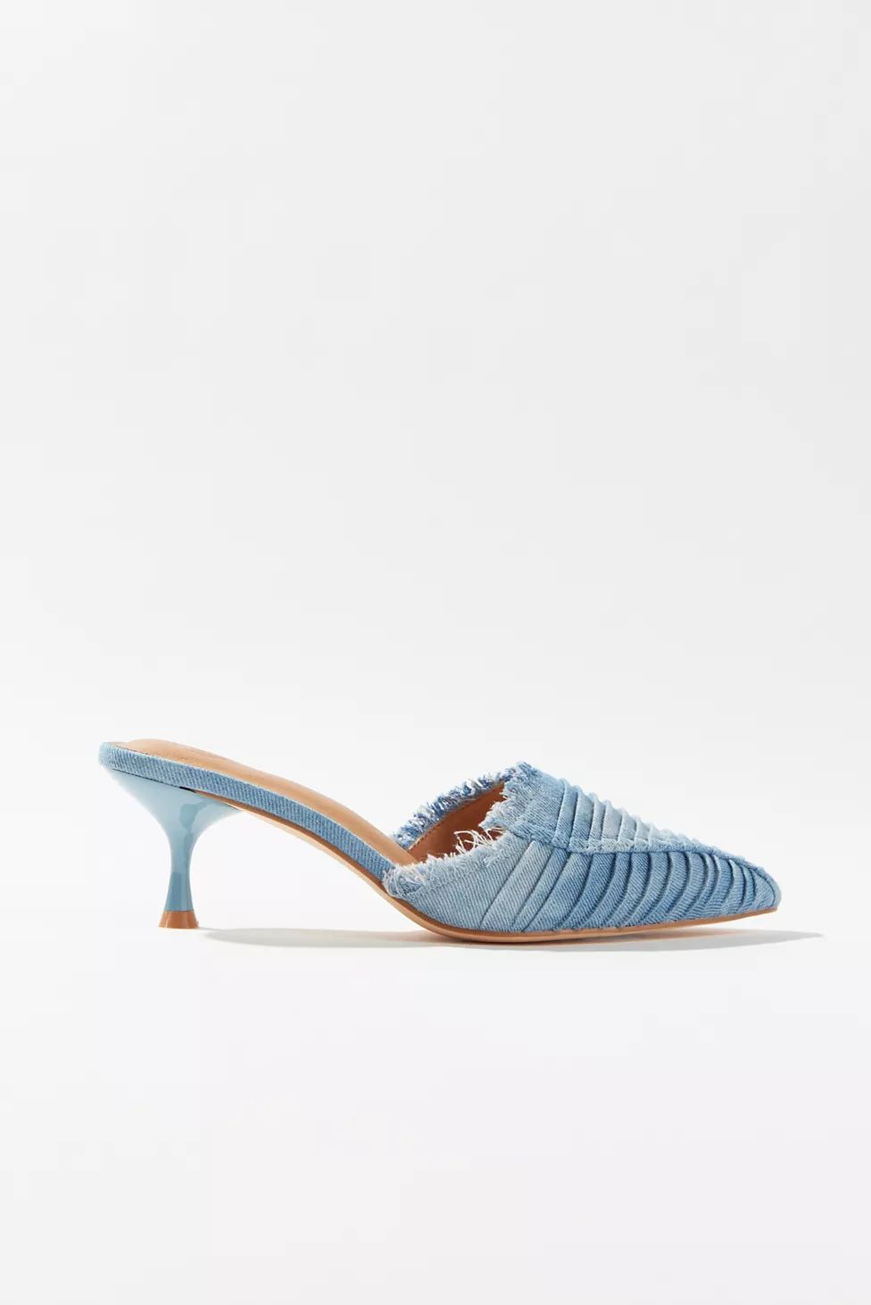 UO Stacy Denim Kitten Mule Heel | Urban Outfitters (US and RoW)