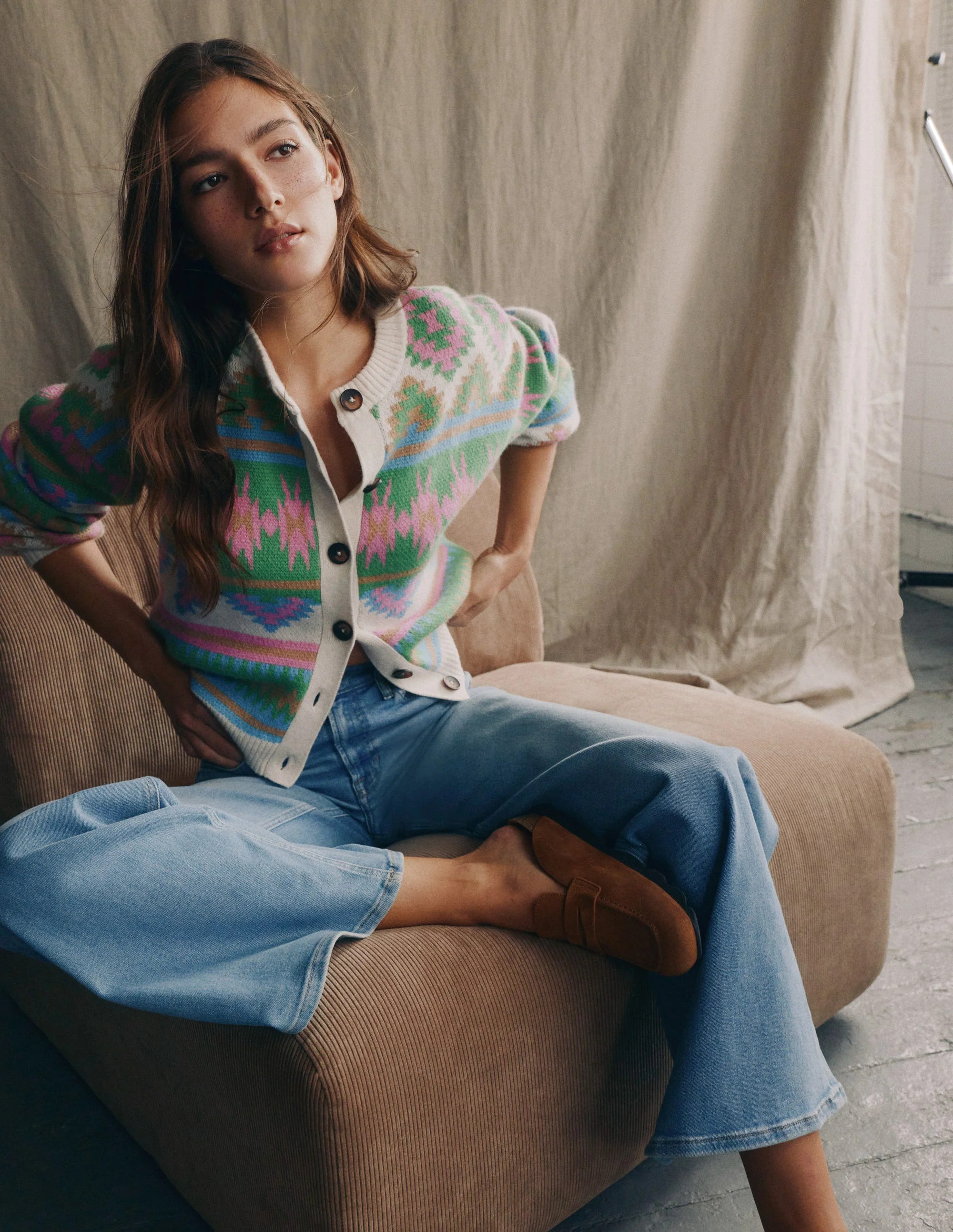 Abi Jacquard Cardigan-Multi Aztec | Boden (US)