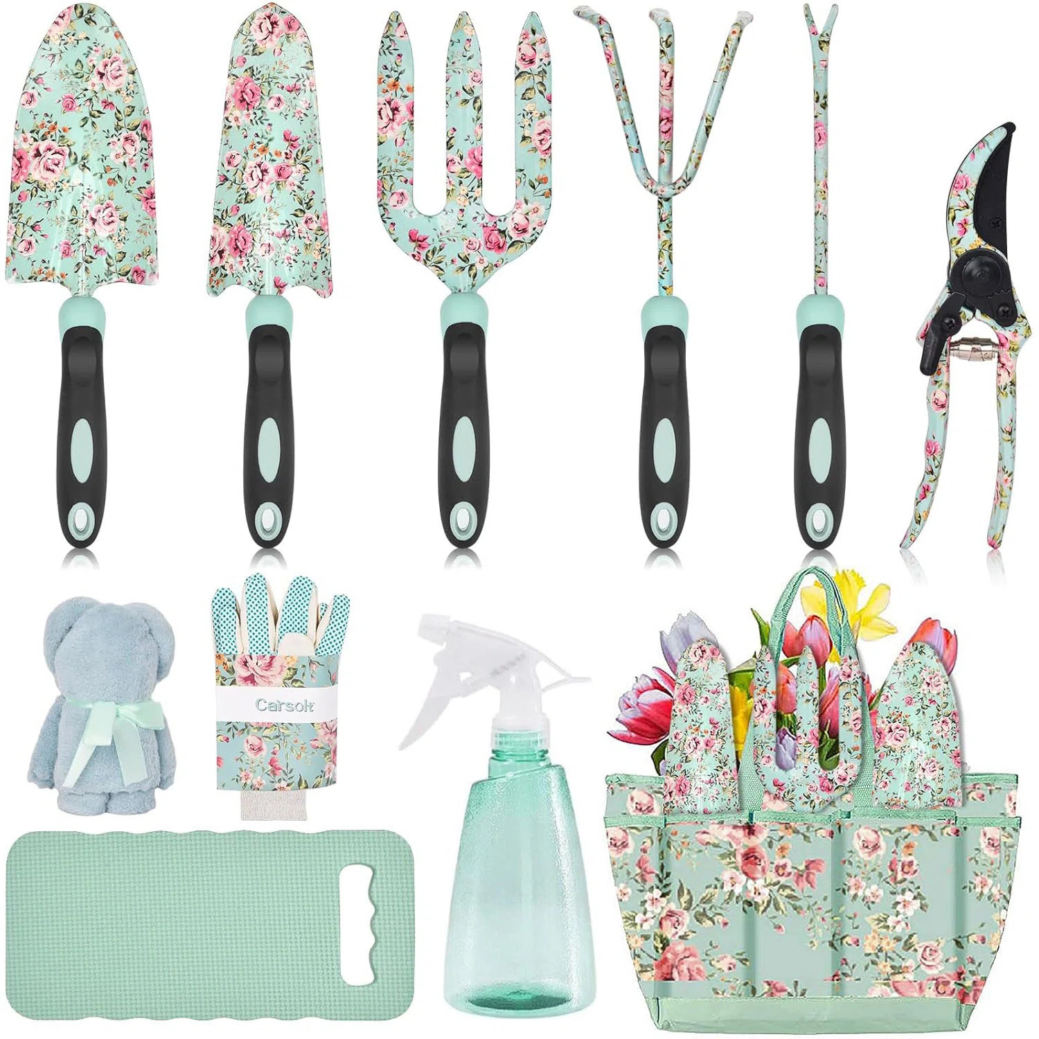 11-Piece Heavy Duty Floral Garden Tool Set with Non-Slip Rubber Handle, Women's Gardening Gift Bo... | Wayfair North America