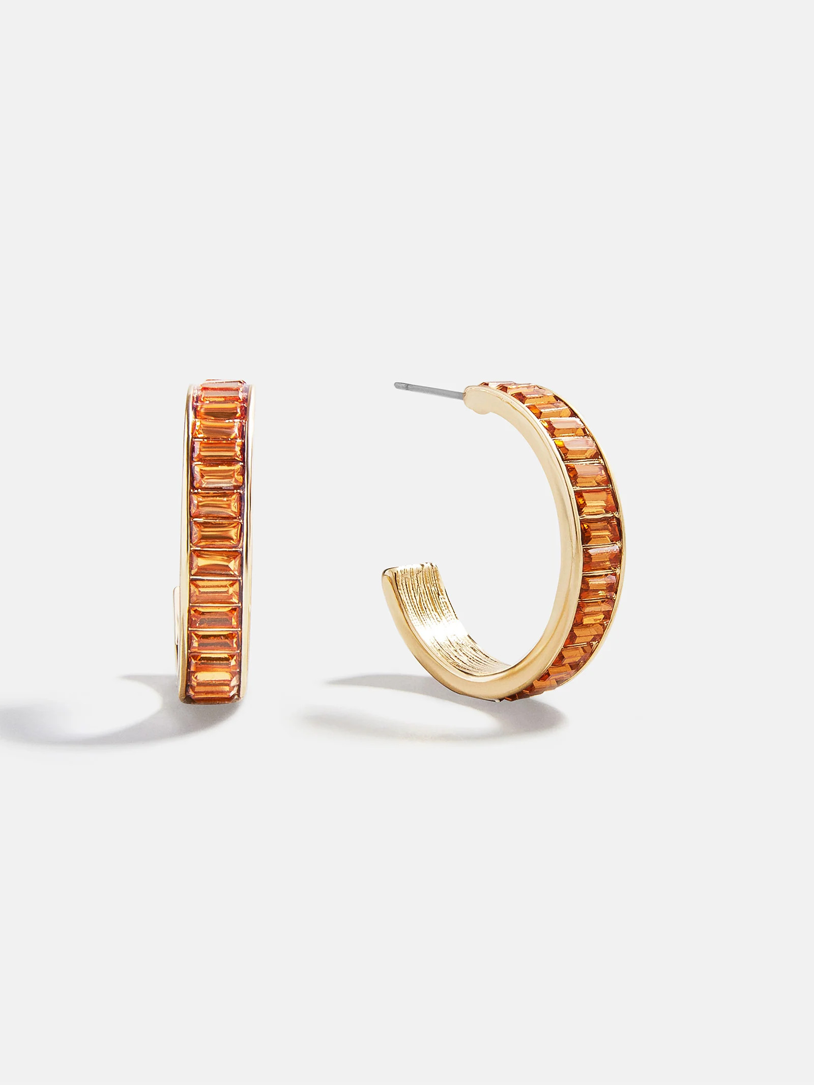 Game Day Baguette Hoop Earrings - Orange | BaubleBar