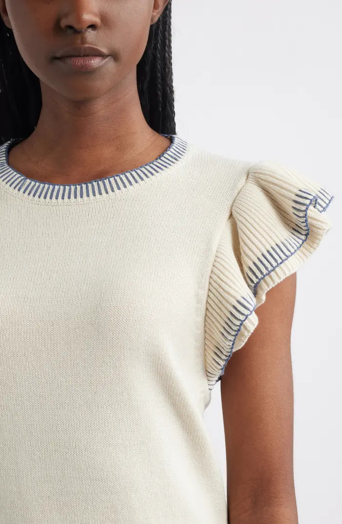 Treasure & Bond Flutter Sleeve Cotton Sweater | Nordstrom | Nordstrom