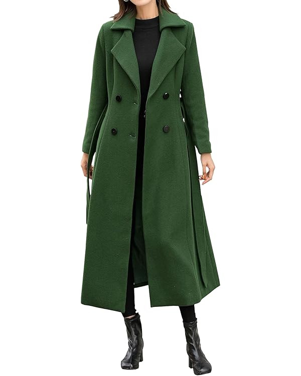 IDEALSANXUN Womens Long Wool Coats Fall Winter Double Breasted Trench Coat Peacoat Dressy Jackets | Amazon (US)