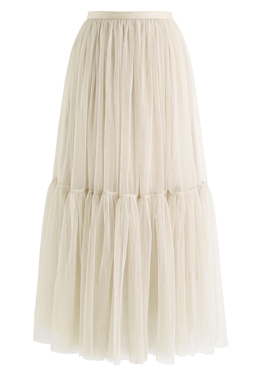 Can't Let Go Mesh Tulle Skirt in Cream | Chicwish