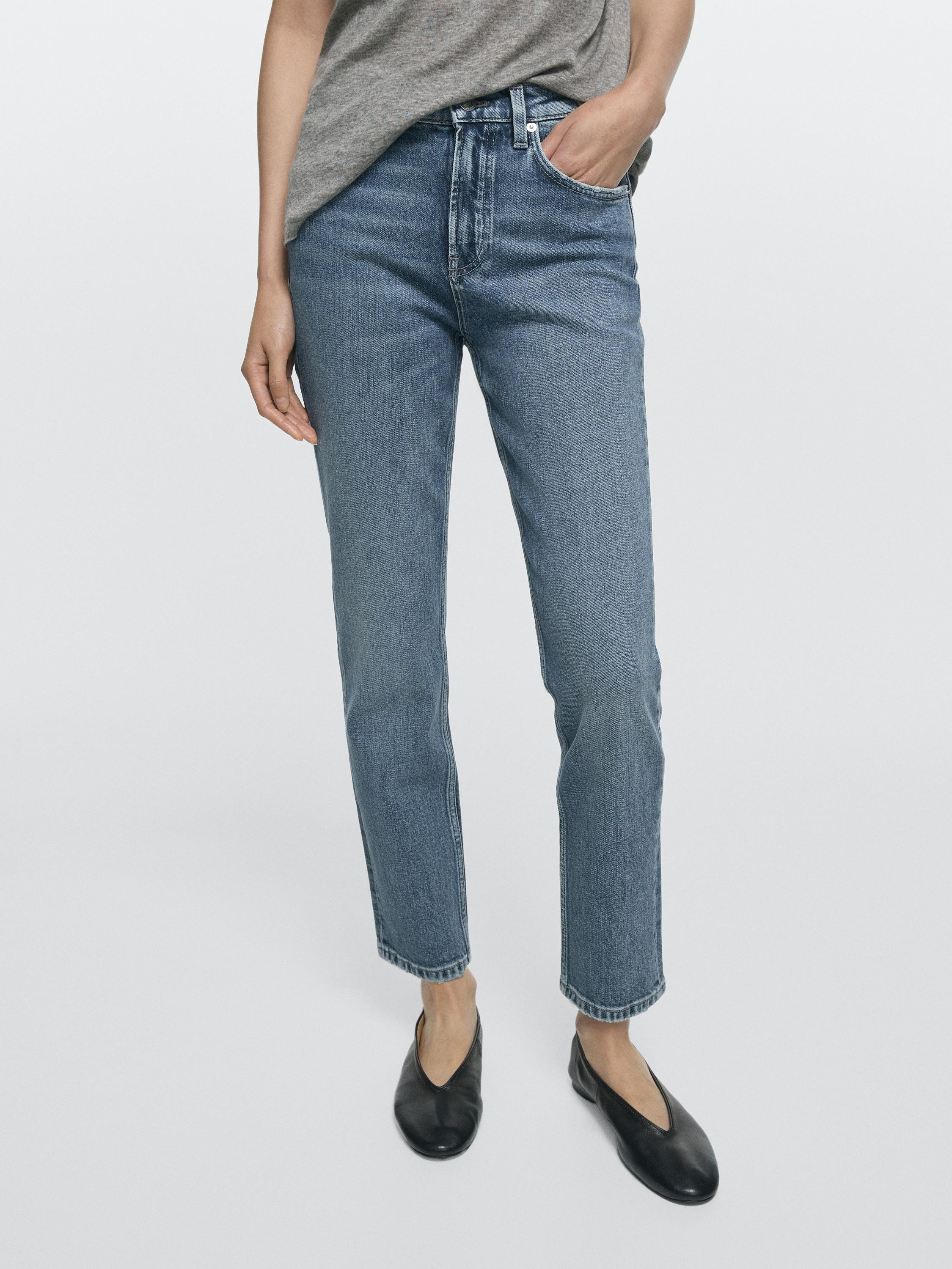 Mid-rise cropped slim fit jeans | Massimo Dutti US