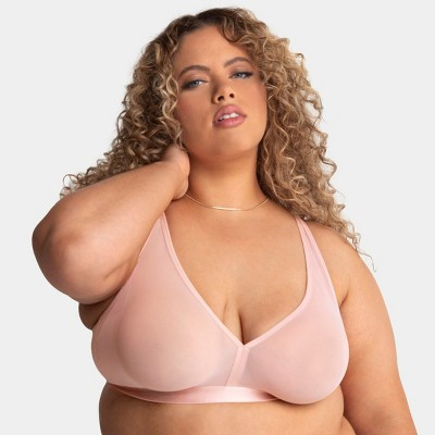 Smart & Sexy Women's Sheer Mesh Plunge Bralette Blushing Rose Small | Target
