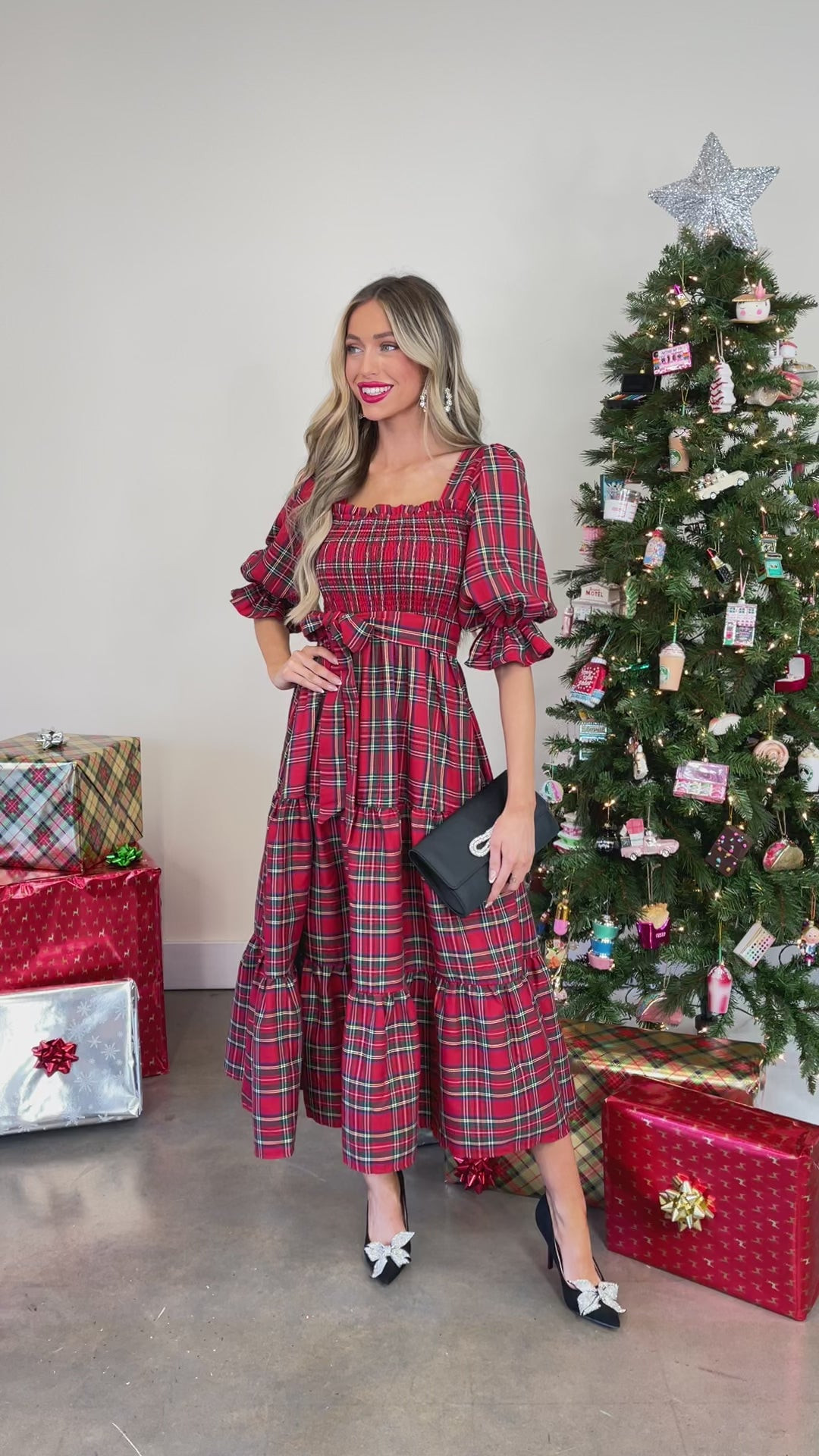 A Silent Wish Red Multi Plaid Maxi Dress | Red Dress 
