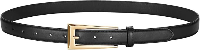 Women Leather Belt for Jeans Dress Casual Gold Buckle Ladies Waist Belt Width 0.95" | Amazon (US)