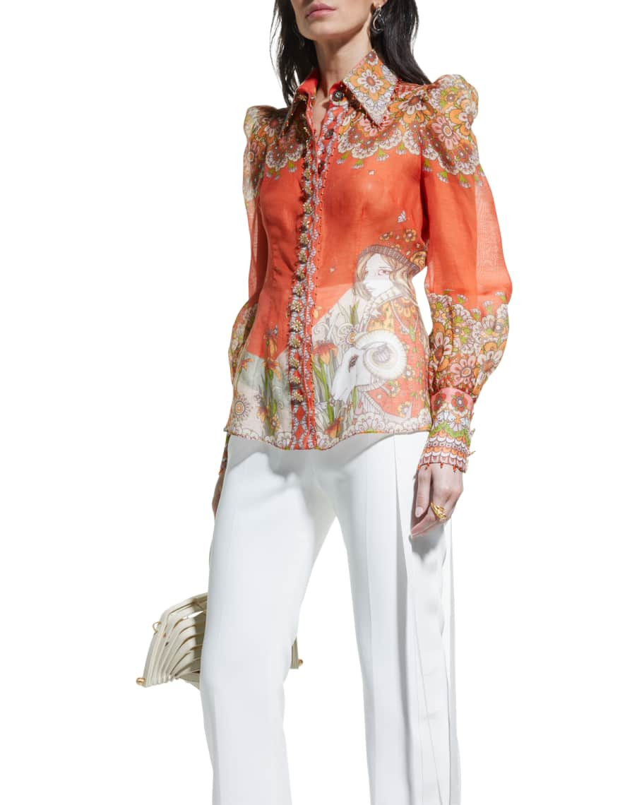 Zimmermann Zodiac Printed Button-Front Blouse | Neiman Marcus