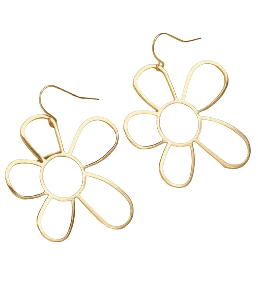 Gold Hollowed Out Daisy Drop Earrings | Amazon (US)