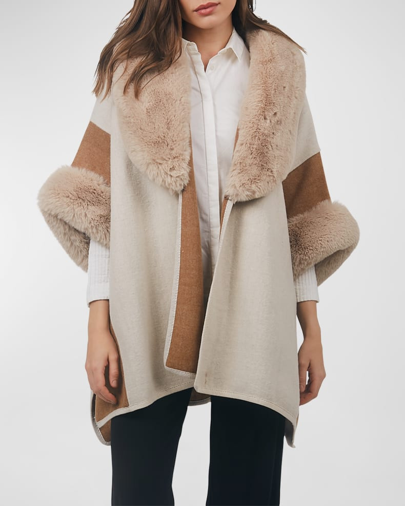 Pia Rossini Autumn Two-Tone Faux Fur Wrap | Neiman Marcus