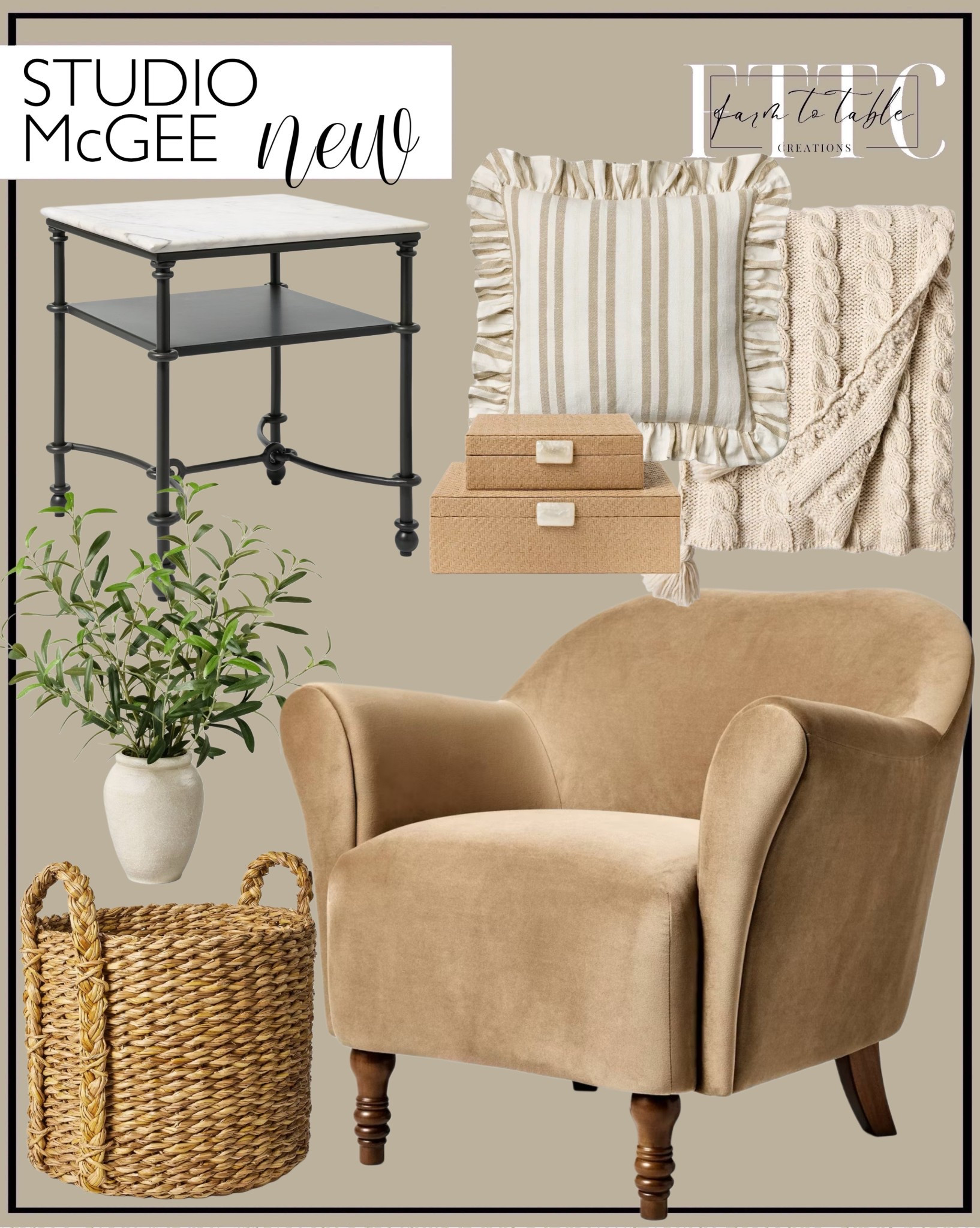 Studio McGee New Target Home Finds | Warm Neutral Living Room Edit

Follow @farmtotablecreations on Instagram for daily home finds, styling tips, and sales you don’t want to miss.

Another beautiful Studio McGee collection is launching at Target, and this one is filled with classic, elevated staples that instantly warm up a space. The sculptural accent chair, marble-top side table, woven storage basket, and soft layered textiles are the kind of pieces that feel timeless and easy to live with. Everything mixes effortlessly with existing decor and works year-round in living rooms, bedrooms, and reading nooks.

✨ New Studio McGee x Target release
🗓 Available online December 28
⏰ Launches at 3:00 AM EST

#targethome #studiomcgee #neutraldecor #accentchair #sidechair #pillows #throws #livingroomdecor #homefinds

#LTKFindsUnder50 #LTKHome #LTKFindsUnder100