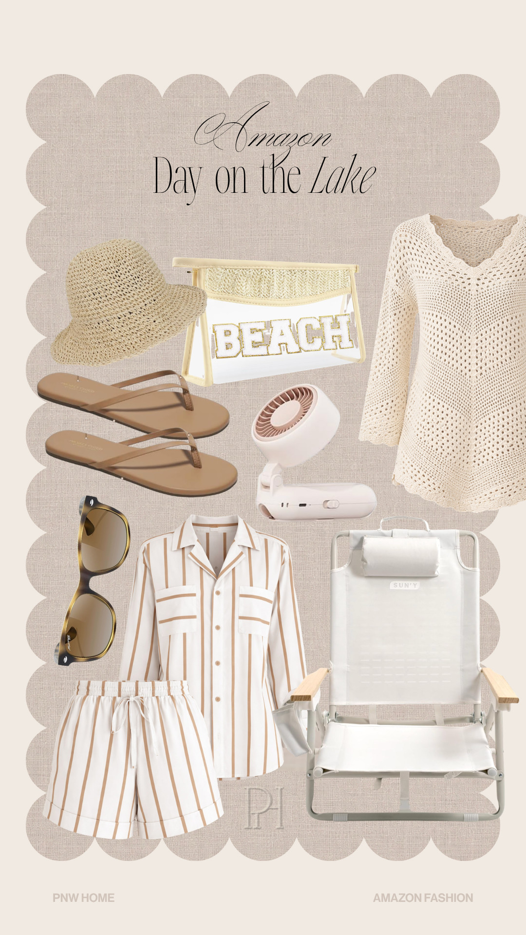 What I'm loving from Amazon for lake days this season!

sun hat, straw hat, bucket hat, sunglasses, crochet coverup, beach coverup, swim coverup, matching set, brown flop flip, leather flip flops, sandals, beach day, beach chair, lawn chair, portable fan, handheld fan, beach bag, snacks bag, striped set, striped shorts, button down shirt 

 #LTKgrwm #LTKootd #LTKSeasonal