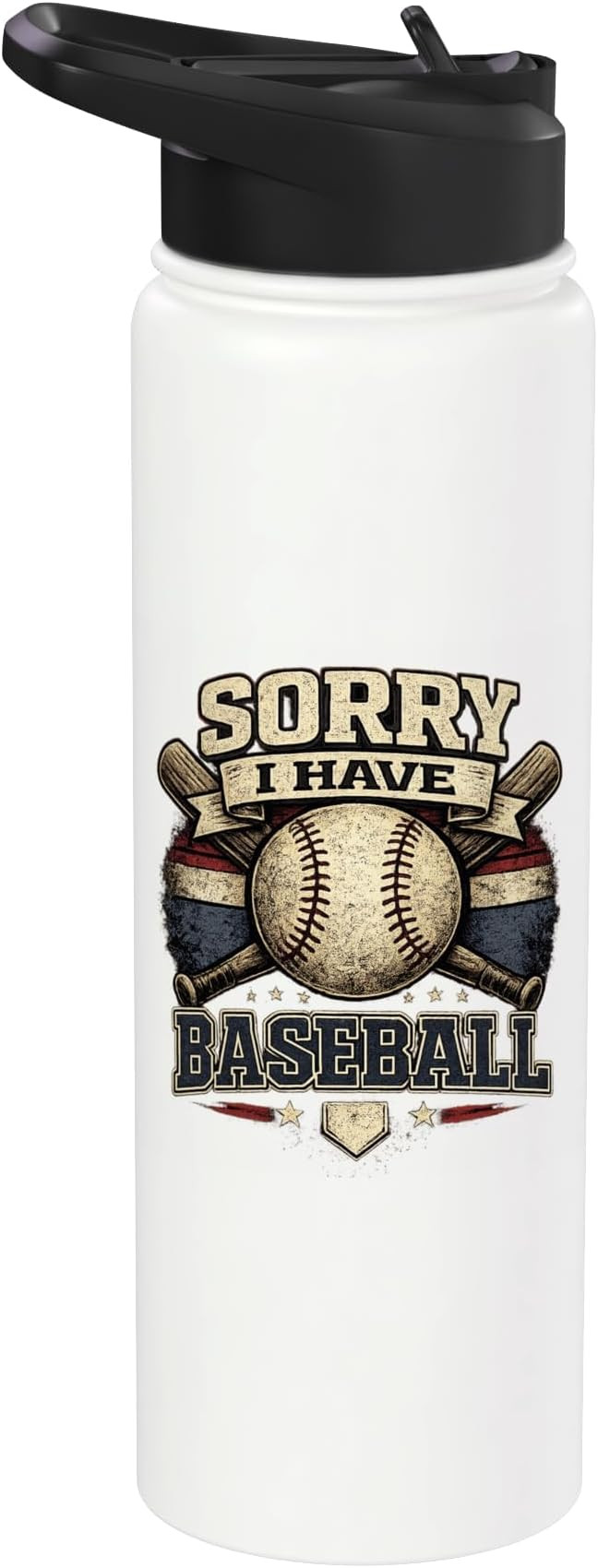 Sorry I Have Baseball Vintage Retro Graphic Stainless Steel Insulated Water Bottle | Amazon (US)