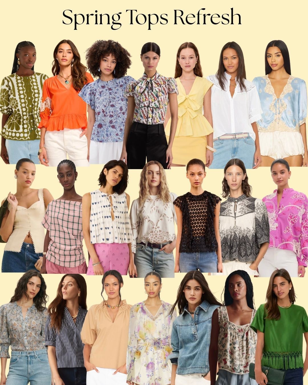 Tops That Make Every Look Pop! Meet your new wardrobe MVPs. 💖 From ditsy florals and soft pastels to trendy cropped styles and flirty details, our curated collection of cute tops is all about mixing, matching, and standing out. Perfect with jeans, skirts, or shorts, these pieces carry you effortlessly through errands, lunches, and into warmer evenings. Upgrade your style, one top at a time! 👚

@aliceandolivia @ullajohnson @hunterbellnyc @rixo @reformation @jmclaughlin @rachelcomey @veronicabeard @xirena @seanewyork
@farmrio @tuckernuck @thisisthegreat_ @alixofbohemia @zimmermann @bashparis @ramybrook 

#womenstop #womenstops #tops #blouses #tanks #shirts #springtop #springtops #womensfashion #styleinspo #fashiongoals #topsstyle #trendytops 



#LTKWorkwear