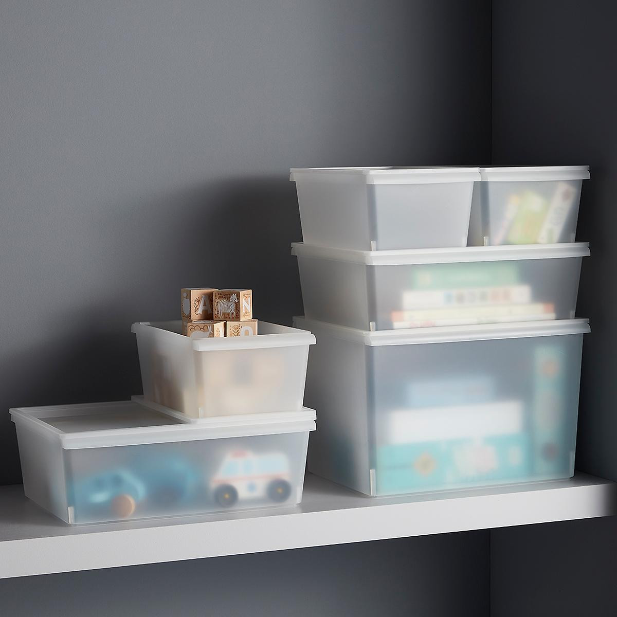 Clear Plastic Stacking Bins with Lids | The Container Store