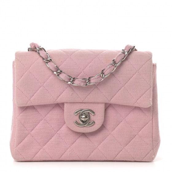 CHANEL Jersey Quilted Mini Square Flap Pink | Fashionphile