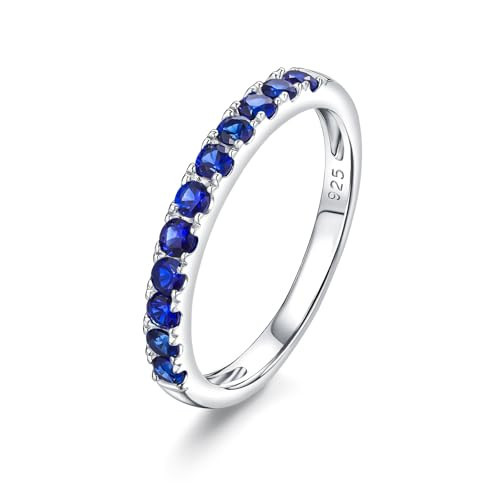 AIBAO Sapphire Eternity Band Rings for Women Sterling Silver Sapphire Ring | Amazon (US)