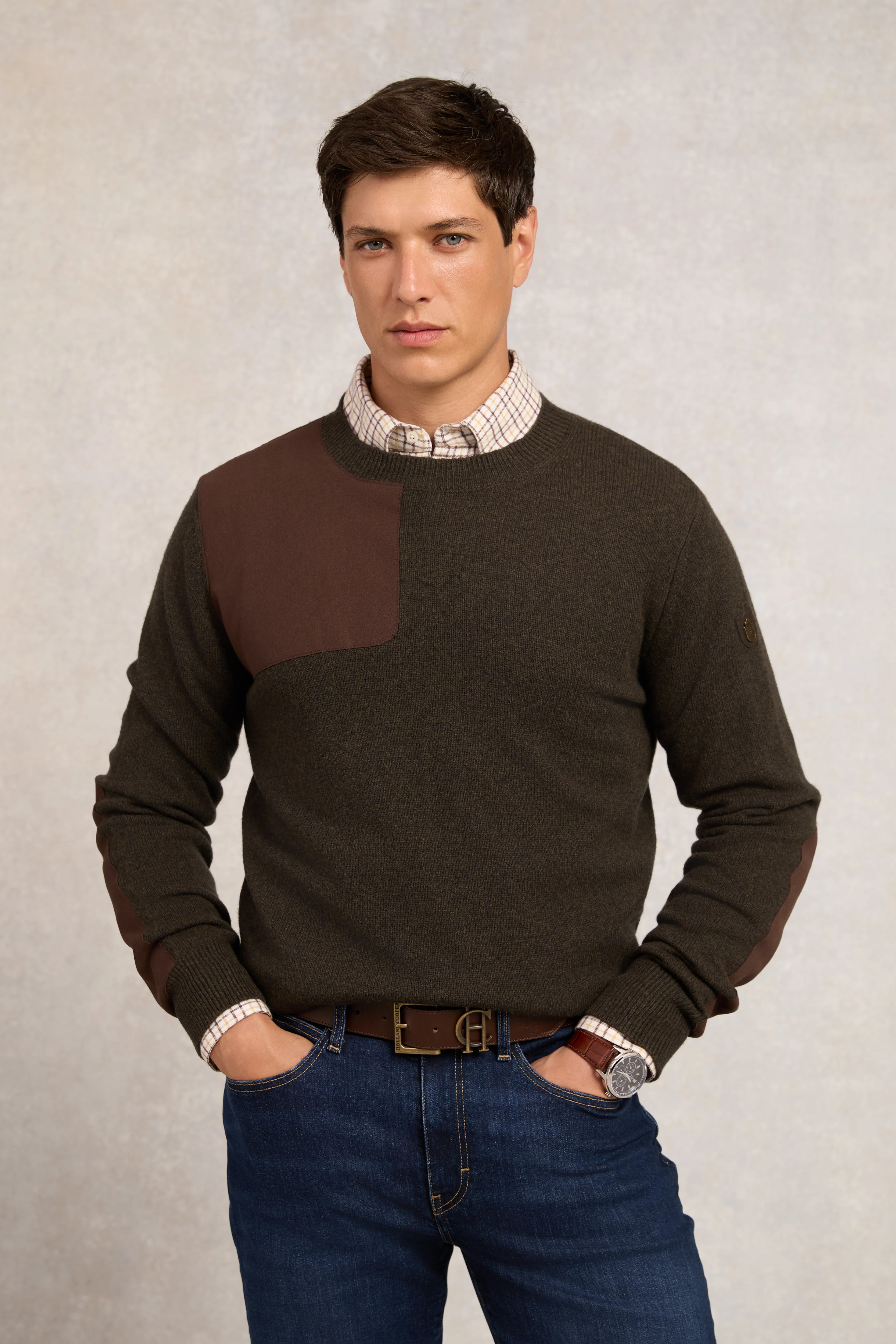 Country Crew Neck Knit (Moss) | Holland Cooper