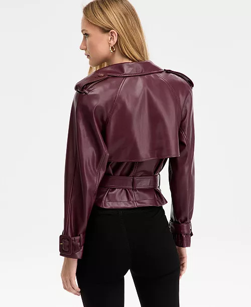 Women's Faux-Leather Biker Jacket, Macy's Exclusive | Macy's
