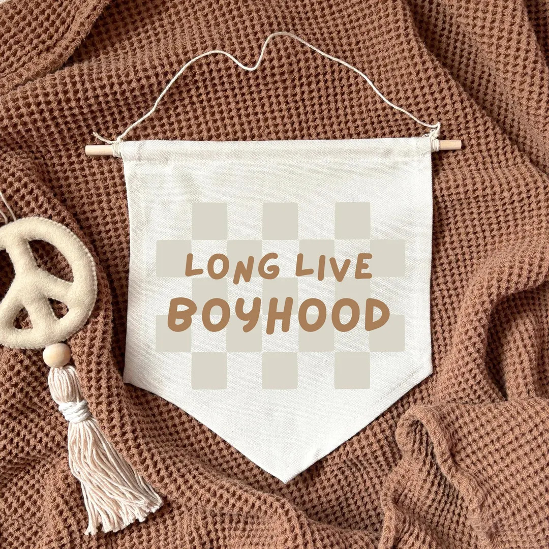 Long Live Boyhood Checkered Hanging Banner 24cmx24cm more lettering colours available | Etsy (US)