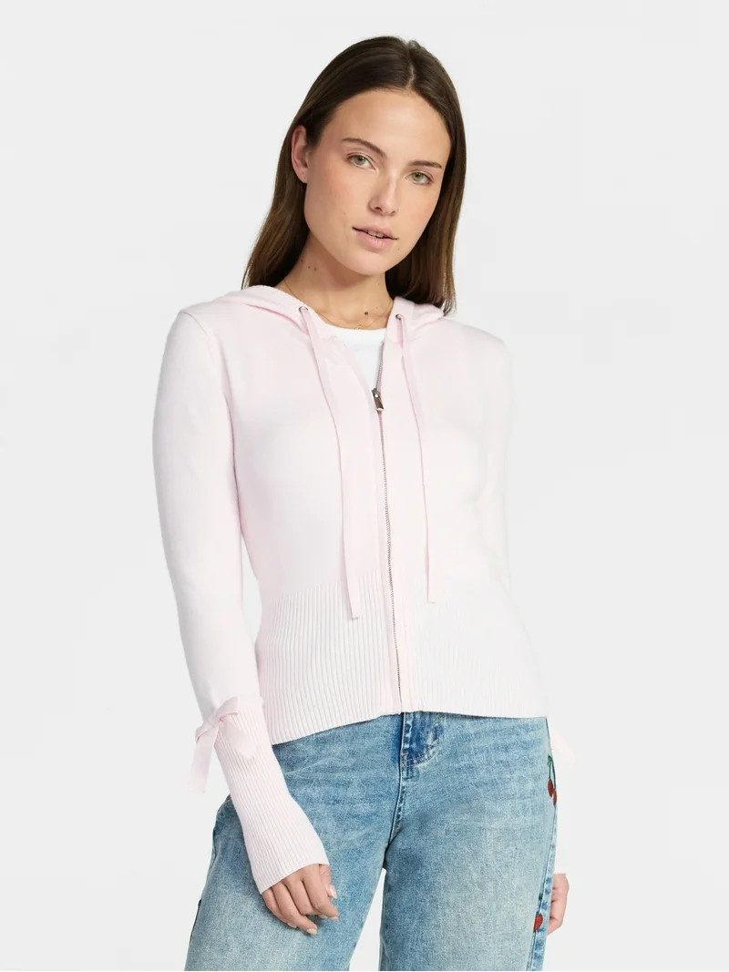 Madden NYC Women's Zip Up Sweater, Lightweight, Sizes XXS-XXL | Walmart (US)