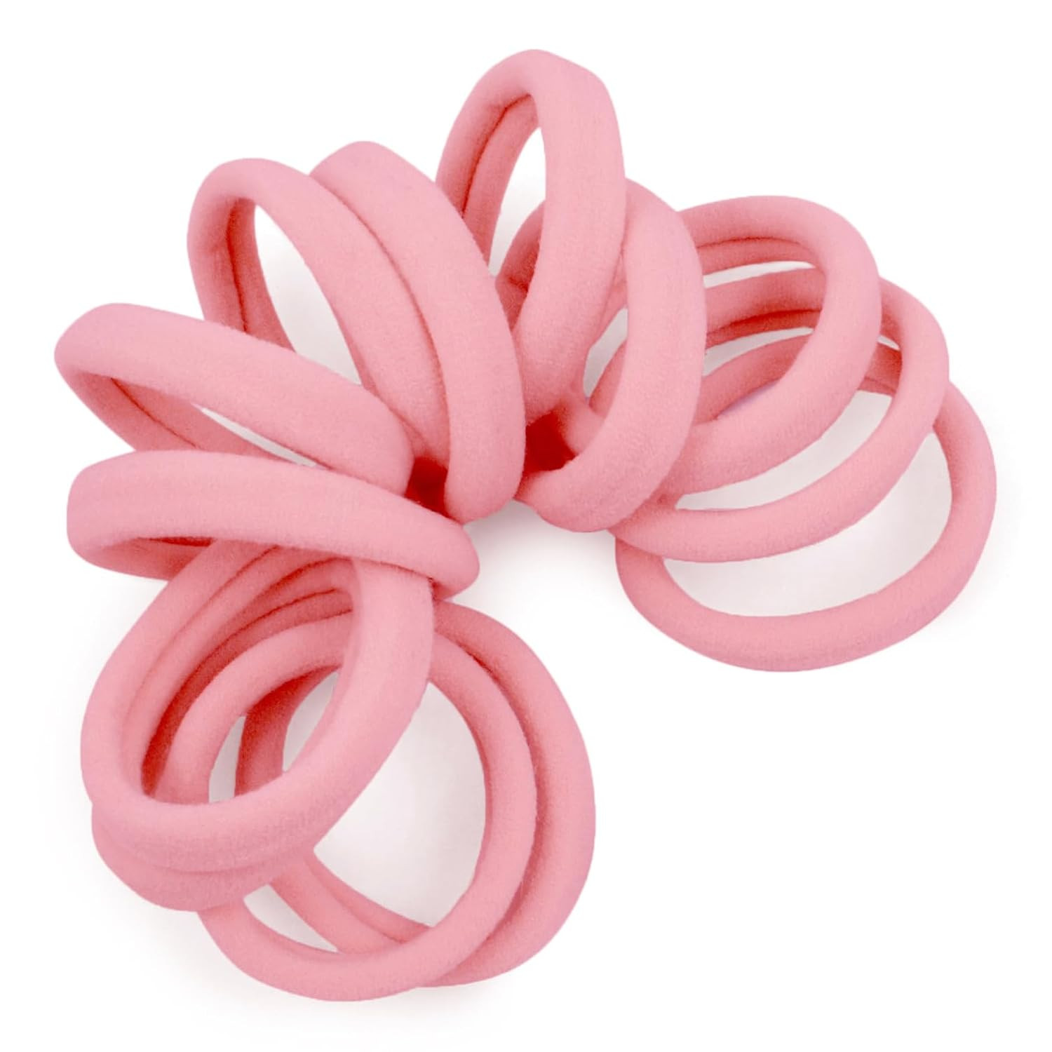 Cyndibands Seamless Hair Ties - Light Pink - Gentle Hair Ties No Damage, Standard Size 1.5 Inch, Soft and Stretchy Nylon Fabric Ponytail Holders - 12 Count | Amazon (US)
