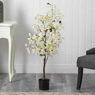 Nearly Natural 4 ft. White Bougainvillea Artificial Tree T2398-WH - The Home Depot | The Home Depot