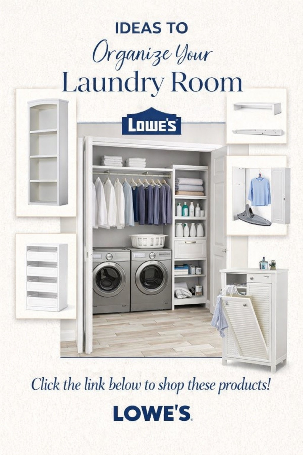 Laundry Room Organized!
Turn a small laundry space into an organized and functional area with smart storage solutions from Lowe's. From shelving to hidden organization pieces, this laundry room setup helps maximize space while keeping essentials tidy and easy to access. Perfect for laundry closets, small homes, or multifunction spaces.

#closetorganization #homeorganizationideas #laundryroomideas #storagesolutions #smallspaceorganization

#LTKgrwm #LTKHome #LTKootd