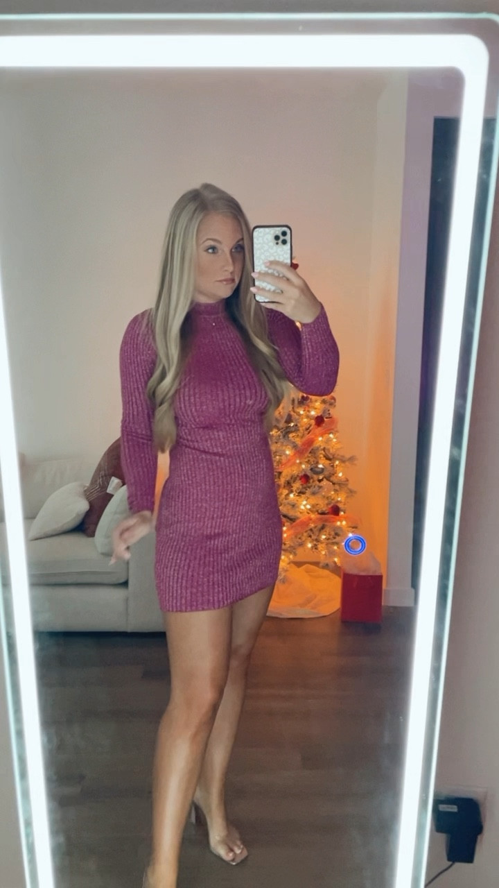 Long sleeve super comfy backless Revolve Pink shimmer dress, great for winter #longsleevedress #pinkdress #revolvedress #shimmerdress #sparklydress #sweaterdress

#LTKfindsunder100 #LTKparties #LTKstyletip