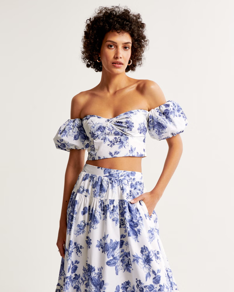 Women's Poplin Off-The-Shoulder Set Top | Women's New Arrivals | Abercrombie.com | Abercrombie & Fitch (US)