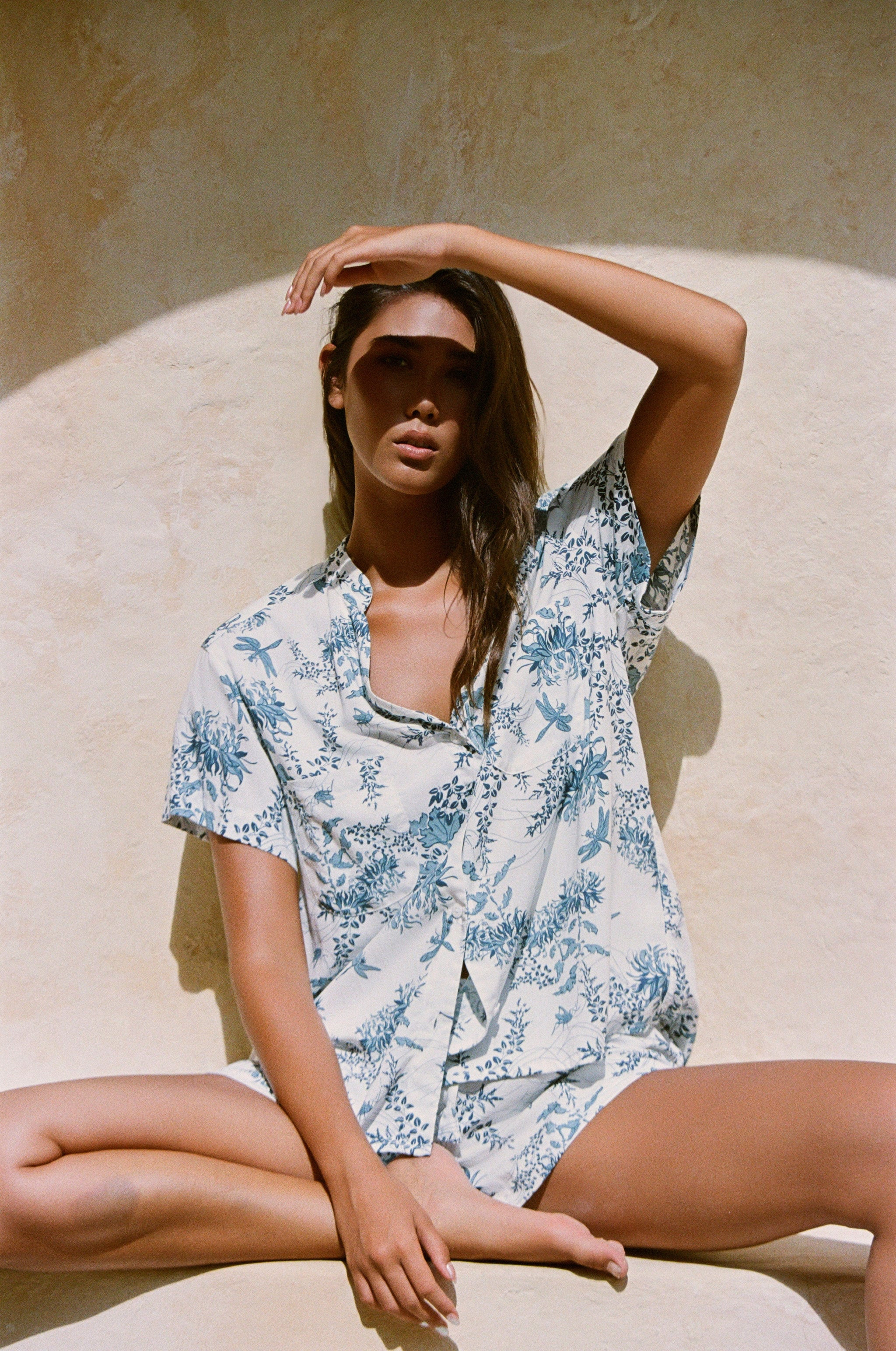 Maggie Pajama Set - Summer Toile - Aegean Blue | Piyama