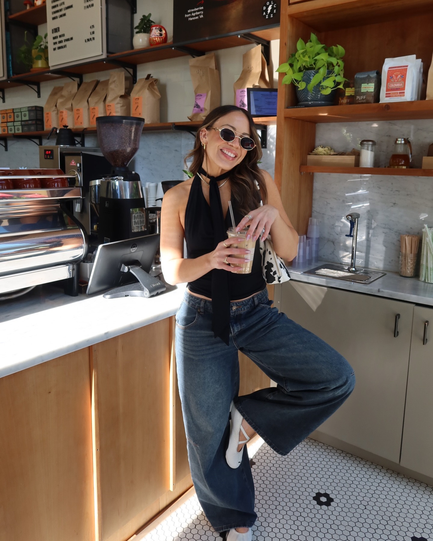 Tell me I’m not the only one obsessed with ballet sneakers lately 🖤 These H-Street ballets from @puma @pumasportstyle are insanely comfy and giving retro in the best way.

#giftedbypuma #coolgirloutfit #casualoutfitideas #lowrisejeans #stylestreet outfit inspo, everyday wear, animal print bag