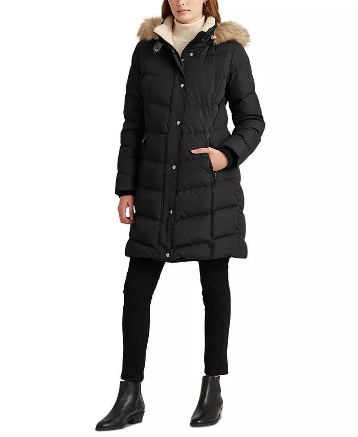Women's Faux-Fur-Trim Hooded Down Puffer Coat, Created for Macy's | Macys (US)