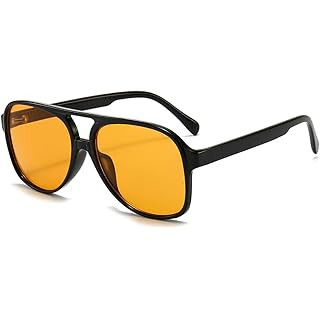 Vintage Retro 70s Sunglasses for Women Men Classic Large Squared Aviator Frame UV400 Trendy Orang... | Amazon (US)