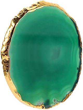 VOSAREA Green Agate Coasters Natural Geode Stone Coasters Agate Slice Drink Coaster with Gold Rim Co | Amazon (US)