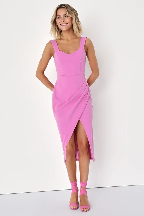 Always Beautiful Rose Pink Sleeveless Tulip Midi Dress | Lulus