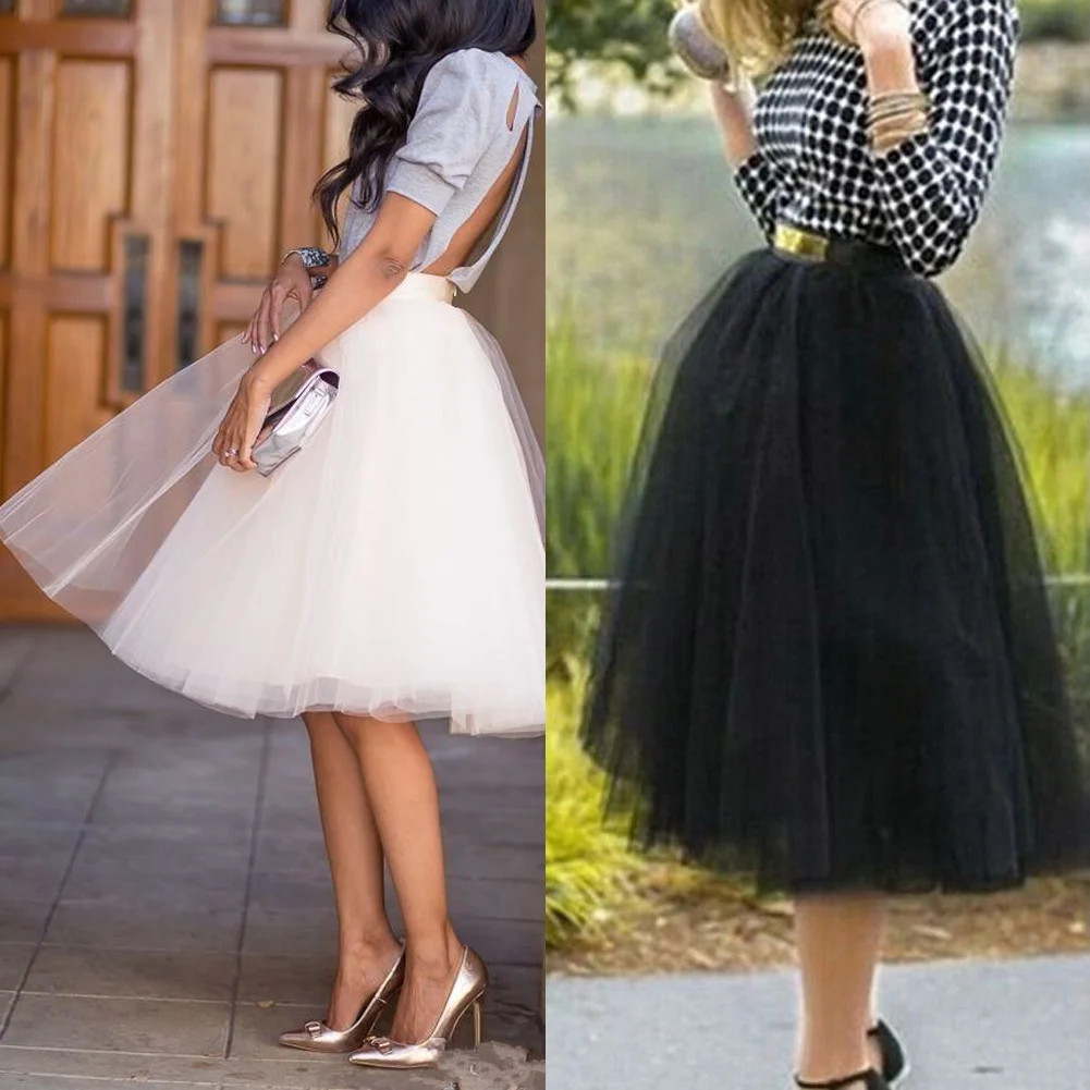 Womens Multi-Layers Tulle Skirts Long Midi Dress Princess Ballet Tutu Dance Prom Black Size XL | Walmart (US)